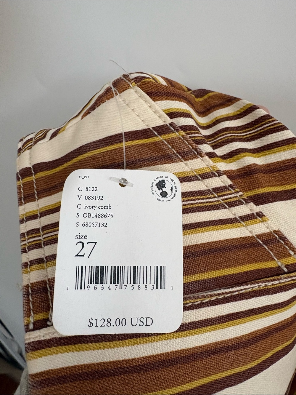 NWT Free People CRVY Wild Honey Striped Flare Jeans - Picture 8 of 8